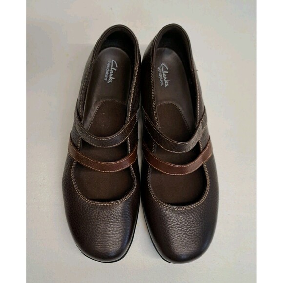 Clarks Shoes - Clarks Bendables Two Strap Mary Jane Brown Leather Shoes 80623 Women's 10W
